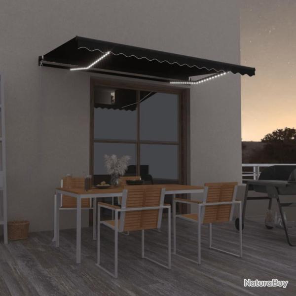 Auvent manuel r�tractable avec LED 450x350 cm Anthracite