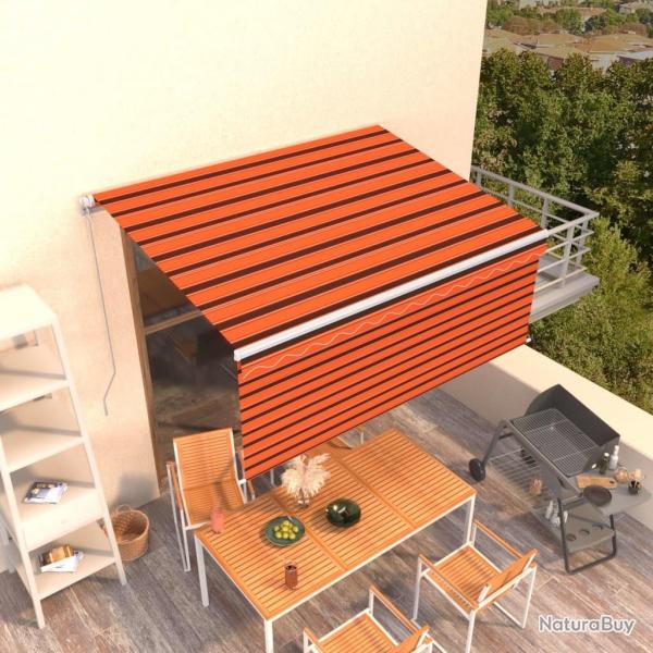 Auvent r�tractable manuel avec store 3x2,5 m Orange et marron