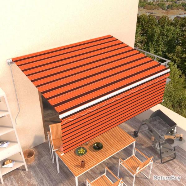 Auvent manuel r�tractable avec store 4,5x3 m Orange et marron