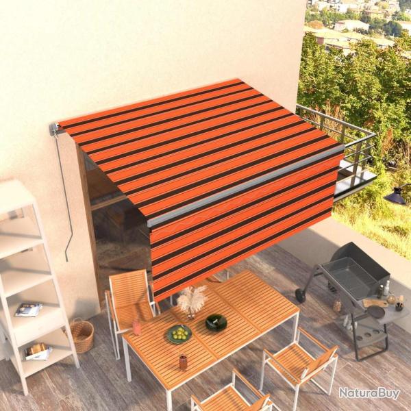 Auvent r�tractable manuel avec store 3x2,5 m Orange et marron