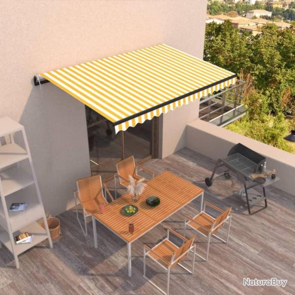 Auvent r�tractable automatique 400x350 cm Jaune et blanc