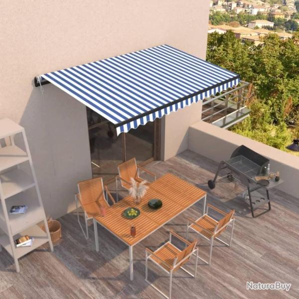 Auvent r�tractable automatique 400x350 cm Bleu et blanc