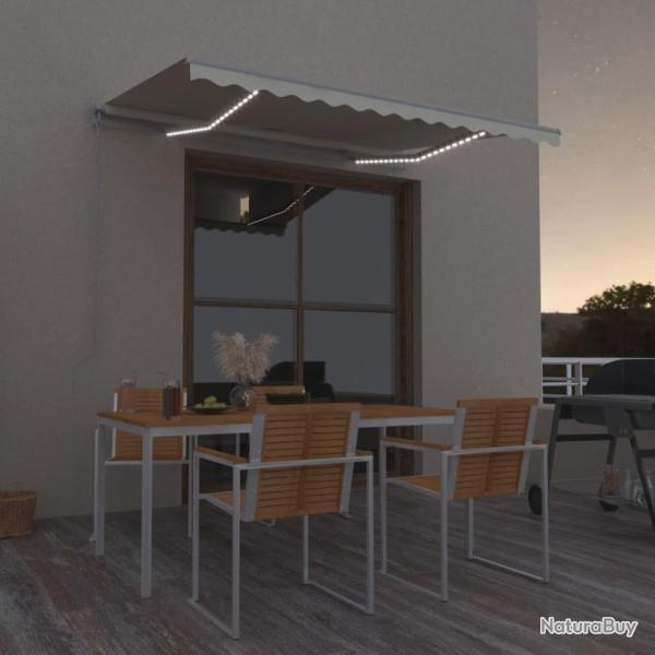 Auvent manuel r�tractable avec LED 350x250 cm Cr�me
