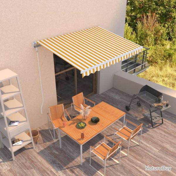 Auvent manuel r�tractable 350x250 cm Jaune et blanc