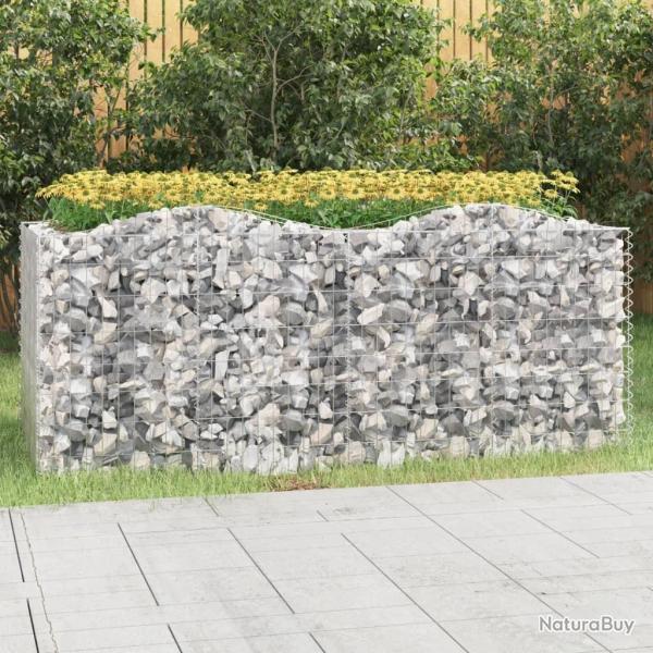 Lit sur�lev� � gabions arqu� 200x100x100 cm Fer galvanis�