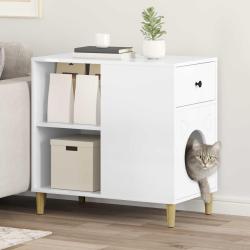 Maison pour chat Blanc Brillant 72 x 42.5 x 70 cm