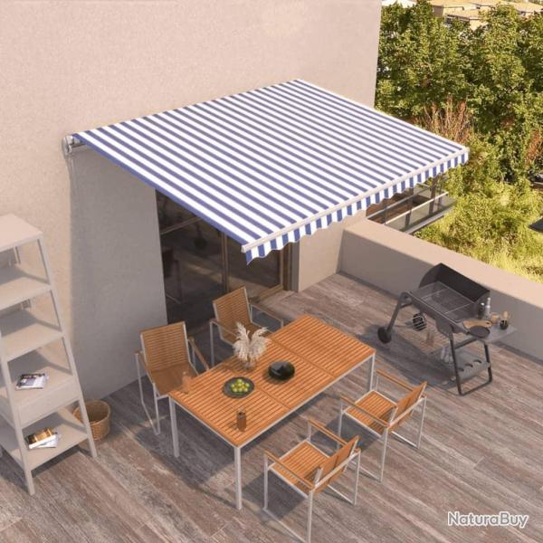 Auvent manuel r�tractable 400x350 cm Bleu et blanc