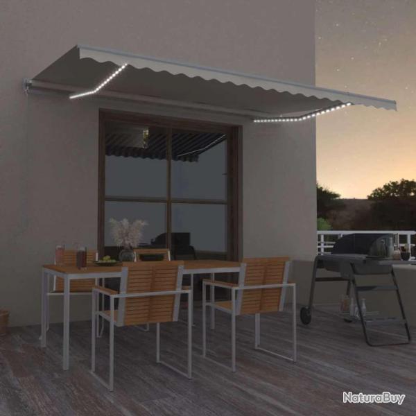 Auvent manuel r�tractable avec LED 500x300 cm Cr�me
