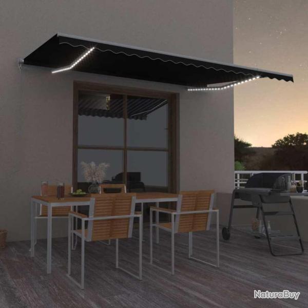 Auvent manuel r�tractable avec LED 500x300 cm Anthracite