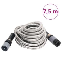 Tuyau d'arrosage buse de pulv&eacute;risation argent&eacute; 0,6" 7,5 m inox