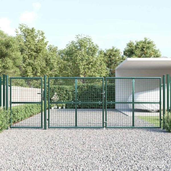 Portail de jardin grillag� vert 400 x 125 cm en acier galvanis�