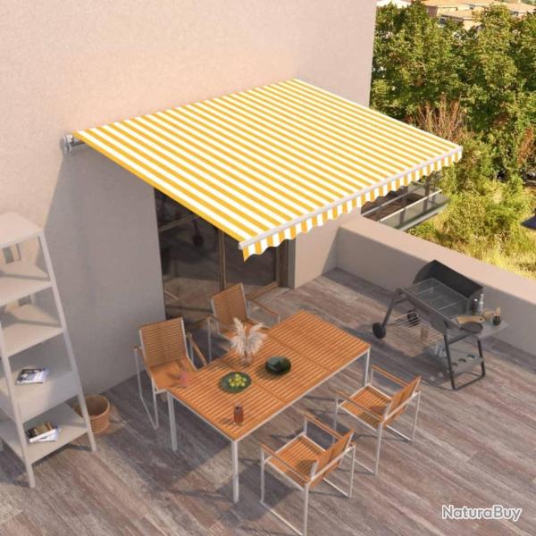 Auvent manuel r�tractable 450x350 cm Jaune et blanc
