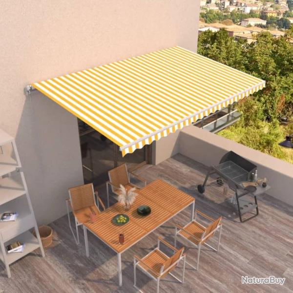 Auvent manuel r�tractable 500x300 cm Jaune et blanc