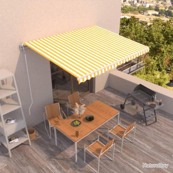 Auvent r�tractable automatique 450x300 cm Jaune et blanc