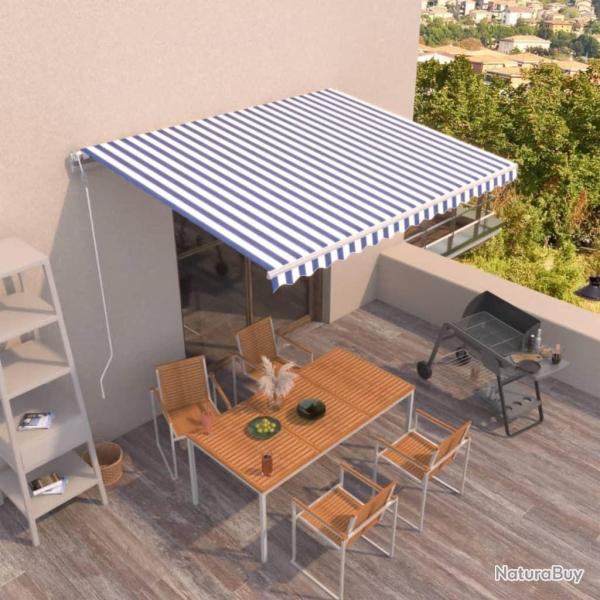 Auvent r�tractable automatique 400x350 cm Bleu et blanc
