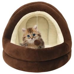 Lit pour chat 40x40x35 cm Marron et cr&egrave;me