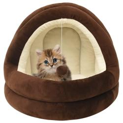 Lit pour chat 50x50x45 cm Marron et cr&egrave;me