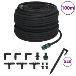 Tuyau d'arrosage de jardin noir 0,6" 100 m caoutchouc