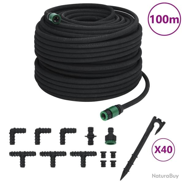 Tuyau d'arrosage de jardin noir 0,6" 100 m caoutchouc