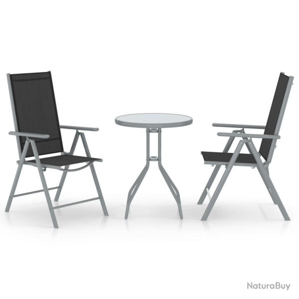 Ensemble de bistro 3 pcs aluminium et textil�ne argent�