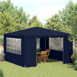 Tente de r&eacute;ception avec parois lat&eacute;rales 4x4 m Bleu 90 g/m&sup2;