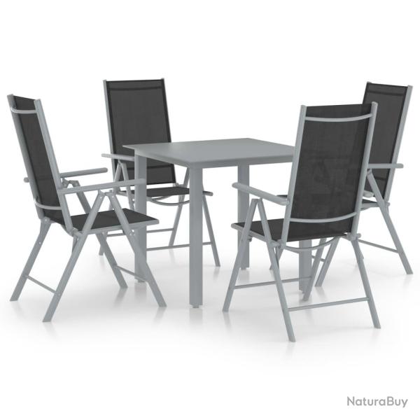 Ensemble � manger de jardin 5 pcs aluminium argent� et noir