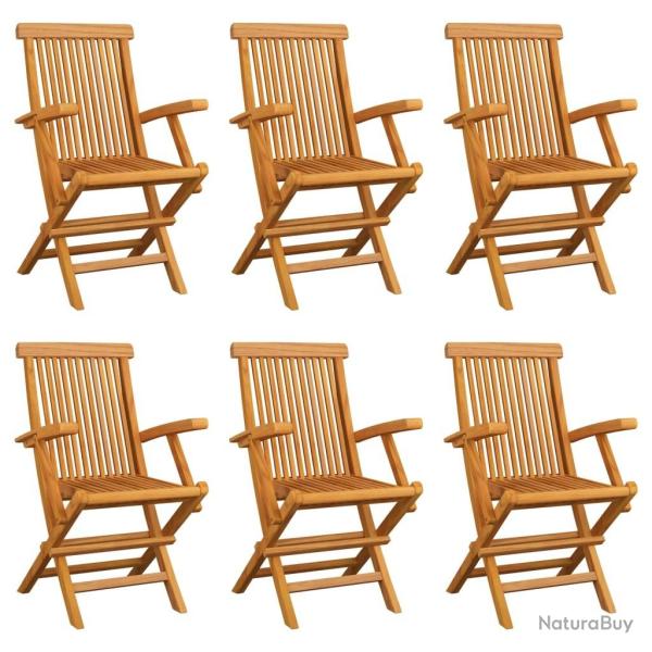 Chaises pliables de jardin lot de 6 Bois de teck solide