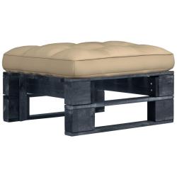 Pouf palette de jardin noir bois de pin impr&eacute;gn&eacute;