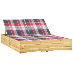 Chaise longue double avec coussins Bois de pin impr&eacute;gn&eacute;