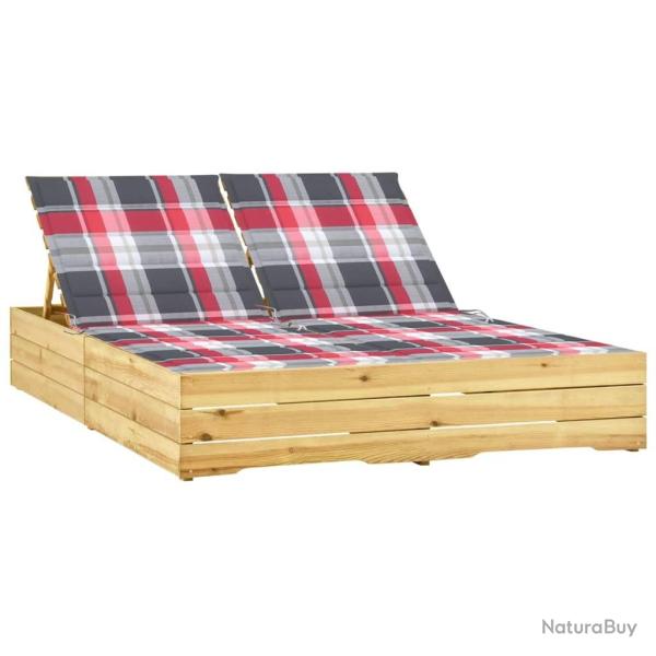 Chaise longue double avec coussins Bois de pin impr�gn�