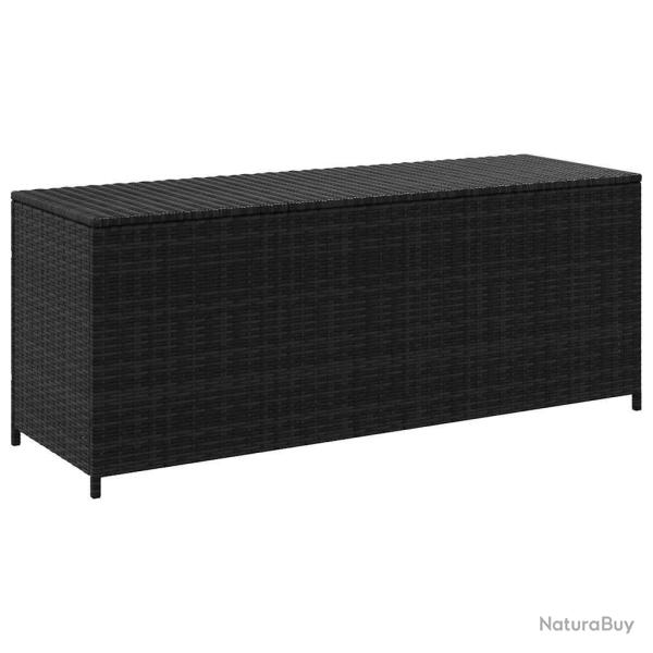 Bo�te de rangement de jardin noir 150x50x60 cm r�sine tress�e