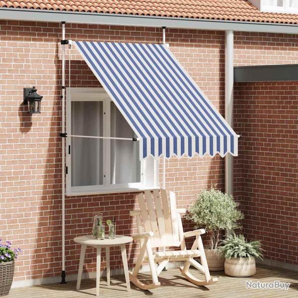 Auvent r�tractable manuel 150 cm Rayures bleues et blanches