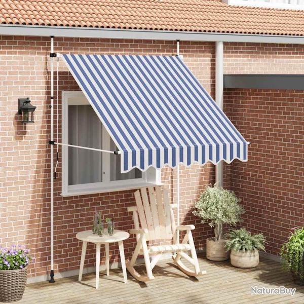 Auvent r�tractable manuel 200 cm Rayures bleues et blanches