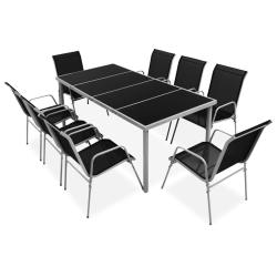 Ensemble &agrave; manger d'ext&eacute;rieur 9 pcs Acier Noir