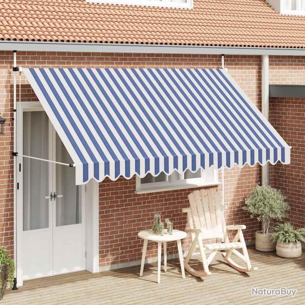 Auvent r�tractable manuel 350 cm Rayures bleues et blanches