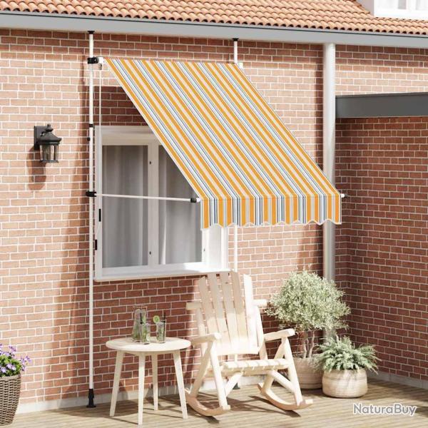 Auvent r�tractable manuel 150 cm Rayures jaunes et bleues