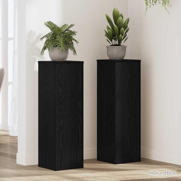 Support de Plante 2 pcs Ch�ne noir 25 x 25 x 80 cm