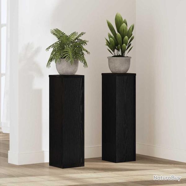 Support de Plante 2 pcs Ch�ne noir 17 x 17 x 60 cm