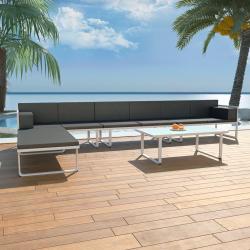 Salon de jardin 5 pcs Textil&egrave;ne Aluminium Noir