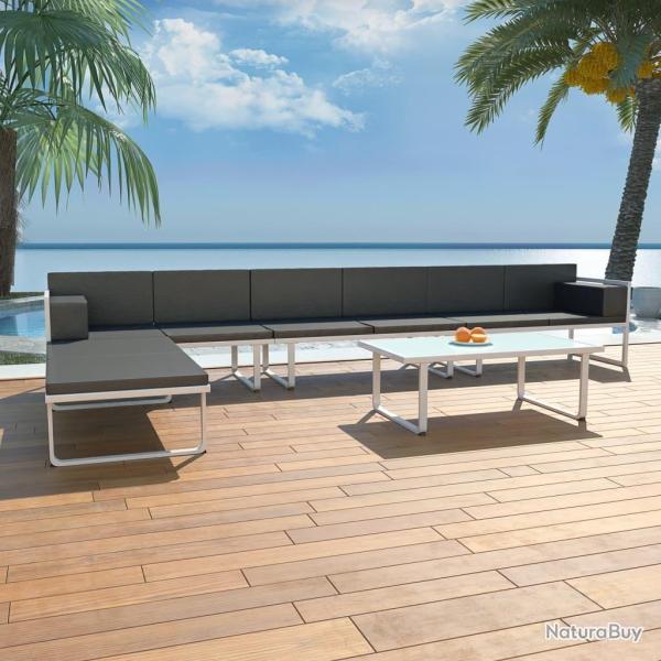 Salon de jardin 5 pcs Textil�ne Aluminium Noir