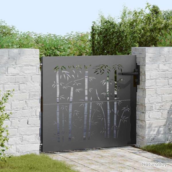 Porte de Jardin Noir 85 x 175 cm Acier peint par poudre