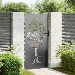 Porte de Jardin Noir 85 x 200 cm Acier peint par poudre