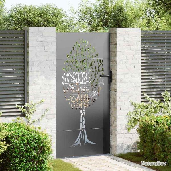 Porte de Jardin Noir 85 x 200 cm Acier peint par poudre