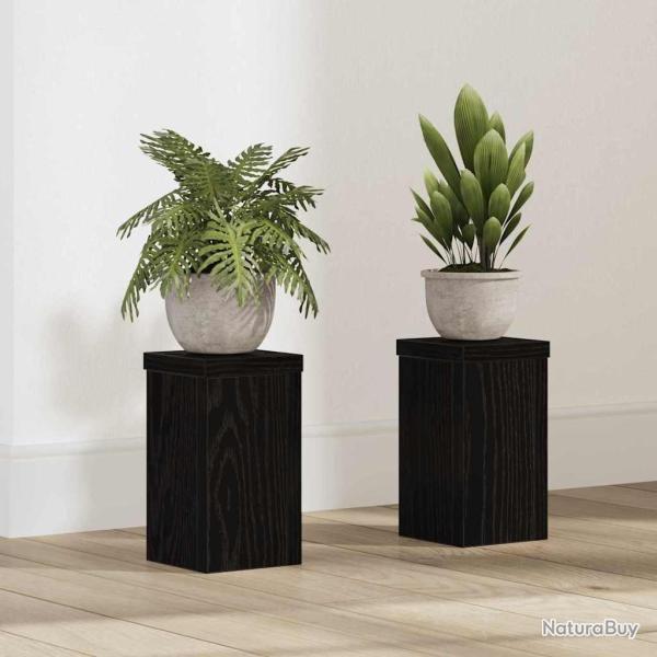 Support de Plante 2 pcs Ch�ne noir 10 x 10 x 18 cm