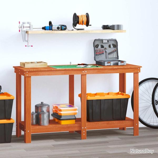 �tabli avec �tag�re Brun Cir� 140 x 50 x 80 cm Pin massif