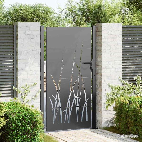 Porte de Jardin Noir 110 x 180 cm Acier peint par poudre