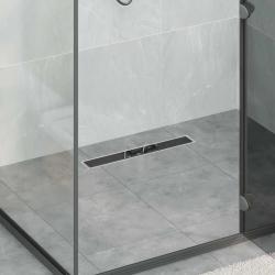 Drain de Douche avec Couverture en Verre Noir 60 cm