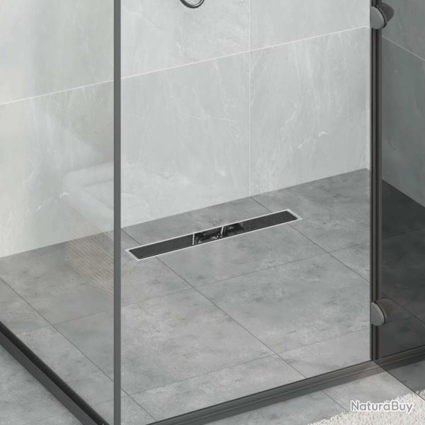 Drain de Douche avec Couverture en Verre Noir 60 cm