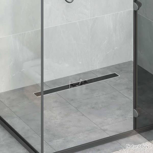 Drain de Douche avec Couverture en Verre Noir 70 cm