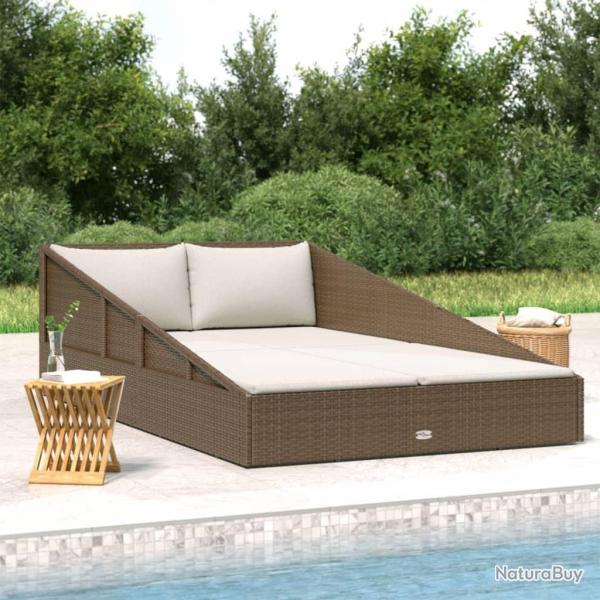 Lit de jardin marron 110x200 cm r�sine tress�e